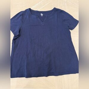 Kim Rogers Navy V-Notch Short Sleeve Tee
